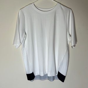 White Pleated Colorblock Tee